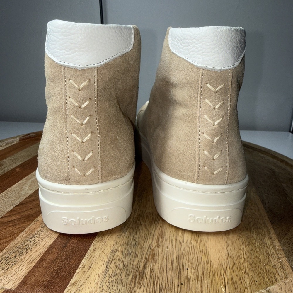 Soludos Women's Size 9.5 Shoes Ibiza Suede High Top Sneaker 1000854-270 Sand New - Picture 3 of 11